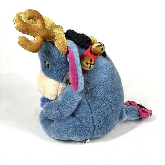 Disney Store Eeyore Plush Reindeer w Antlers Christmas Jingle Bells Exclusive - Picture 6 of 13